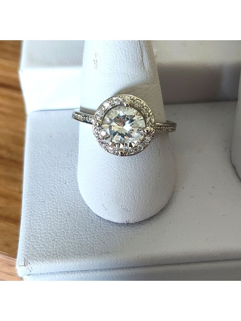 STERLING SILVER Plated CZ Halo Engagement Ring Size 7